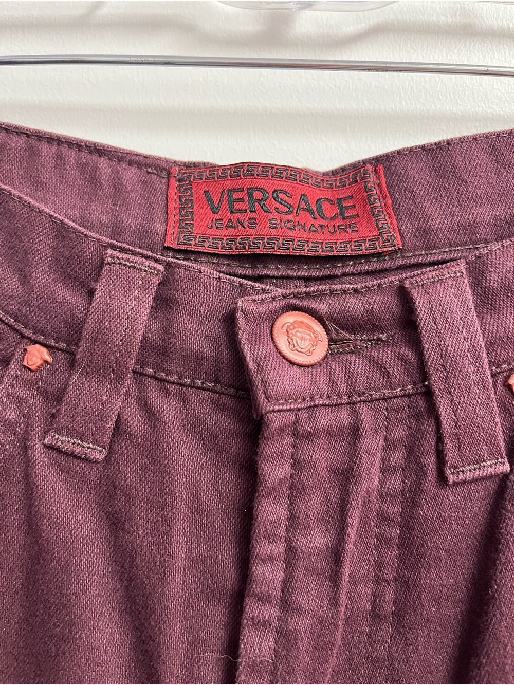 Versace Burgundy High-Rise Women's Jeans